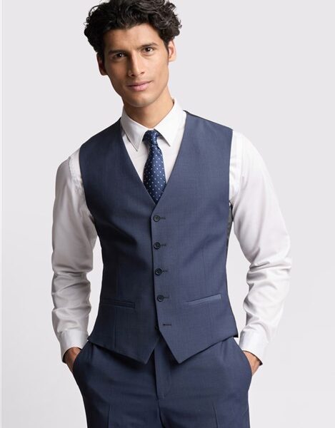 Ted Baker Slim Fit Blue Panama Waistcoat