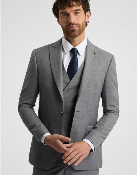 Ted Baker Slim Fit Grey Soft Check Men's Suit Jacket