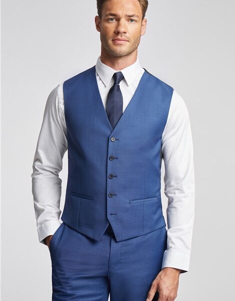 Ted Baker Slim Fit Cobalt Sharkskin Waistcoat