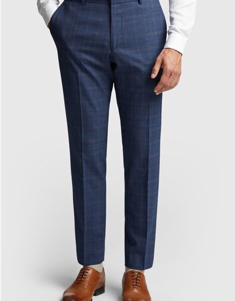 Ted Baker Slim Fit Blue and Mauve Check Men's Suit Trousers