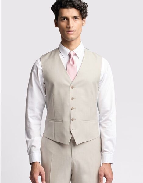 Ted Baker Slim Fit Turner Stone Sharkskin Waistcoat