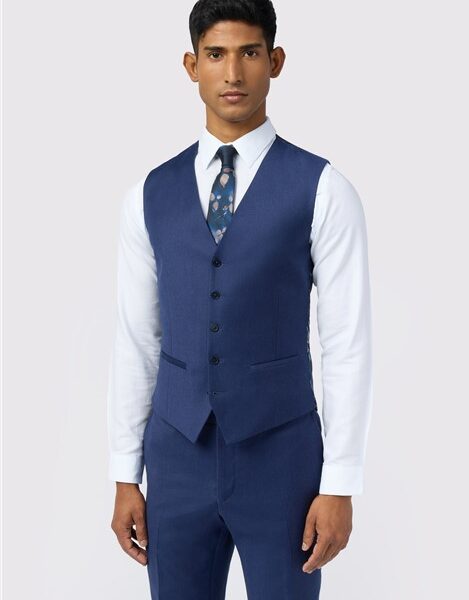 Ted Baker Slim Fit Keats Cobalt Flannel Waistcoat