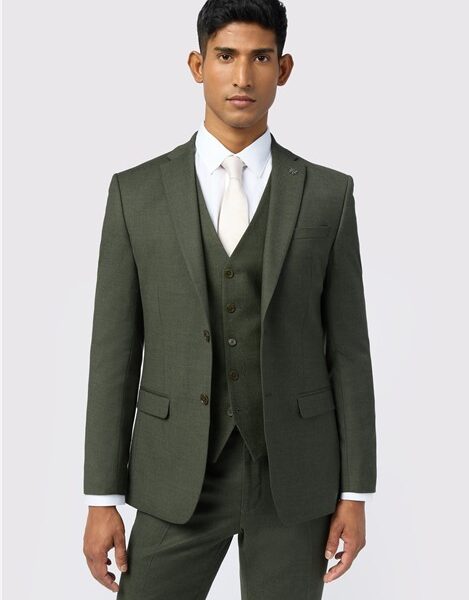 Ted Baker Slim Fit Lear Olive Flannel Men's Suit Jacket