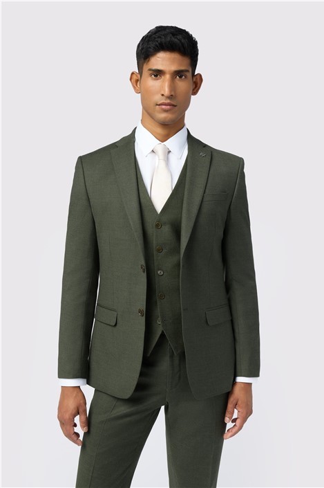 Ted Baker Slim Fit Lear Olive Flannel Men's Suit Jacket