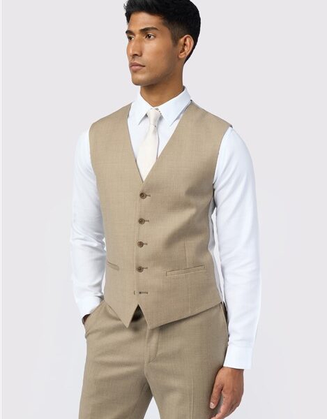 Ted Baker Slim Fit Larkin Oatmeal Flannel Waistcoat