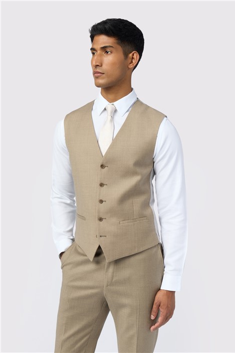 Ted Baker Slim Fit Larkin Oatmeal Flannel Waistcoat