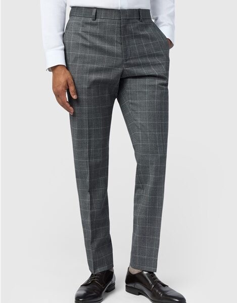 Ted Baker Slim Fit Charcoal Grey Texture Check Men's Trousers