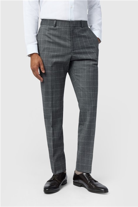Ted Baker Slim Fit Charcoal Grey Texture Check Men's Trousers