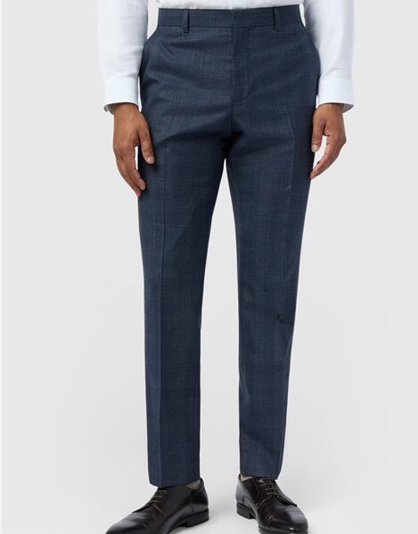Ted Baker Slim Fit Byrne Navy Blue Plum Check Men's Trousers