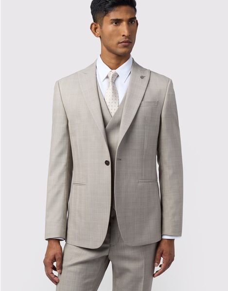 Ted Baker Slim Fit Performance Donne Taupe Check Men's Suit Jacket