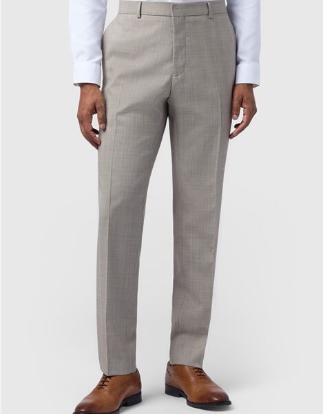 Ted Baker Slim Fit Performance Donne Taupe Check Men's Trousers, Grey