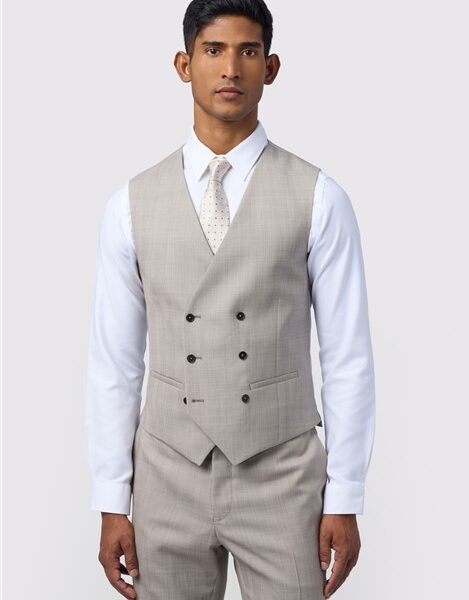 Ted Baker Slim Fit Performance Donne Taupe Check Waistcoat