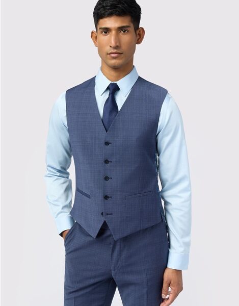 Ted Baker Slim Fit Foyle Airforce Navy Scratch Waistcoat