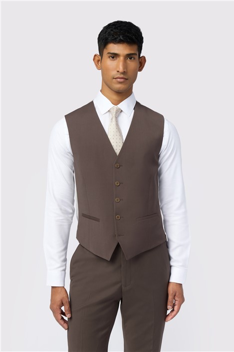 Ted Baker Slim Fit Freeth Taupe Tonic Waistcoat