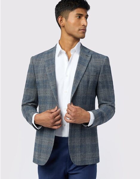 Ted Baker Slim Fit Galvin Blue Check Mens Blazer - Formal & Casual