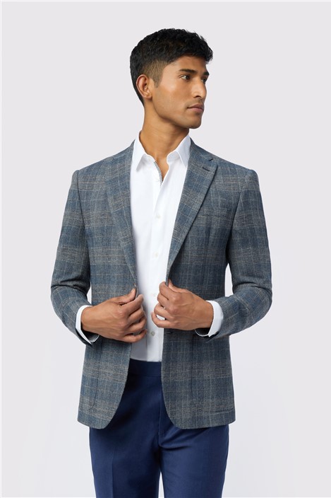 Ted Baker Slim Fit Galvin Blue Check Mens Blazer - Formal & Casual