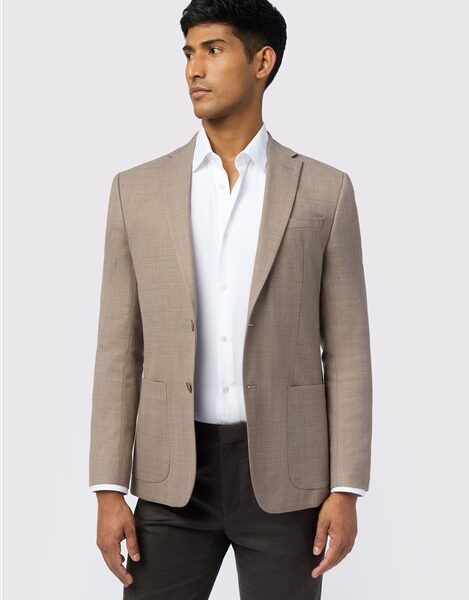 Ted Baker Slim Fit Oram Taupe Structure Mens Blazer - Formal & Casual