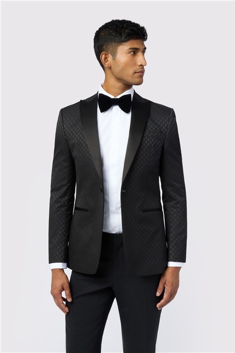 Ted Baker Slim Fit Sabine Black Diamond Jacquard Men's Suit Jacket
